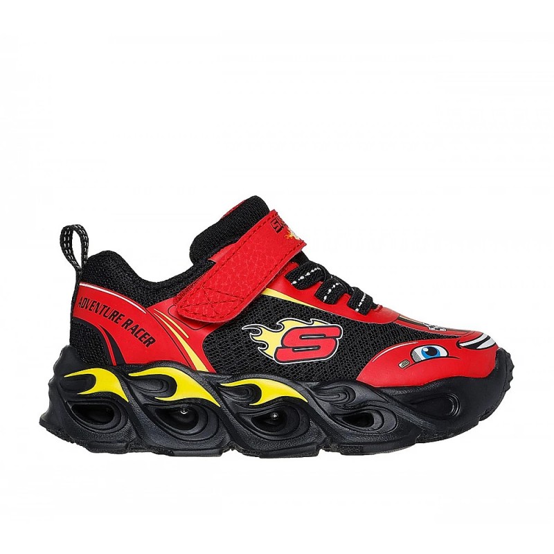 Skechers Hot Lights Thematic Gore & Strap Sneaker W/ Vehicle Details (402306N RDBK)