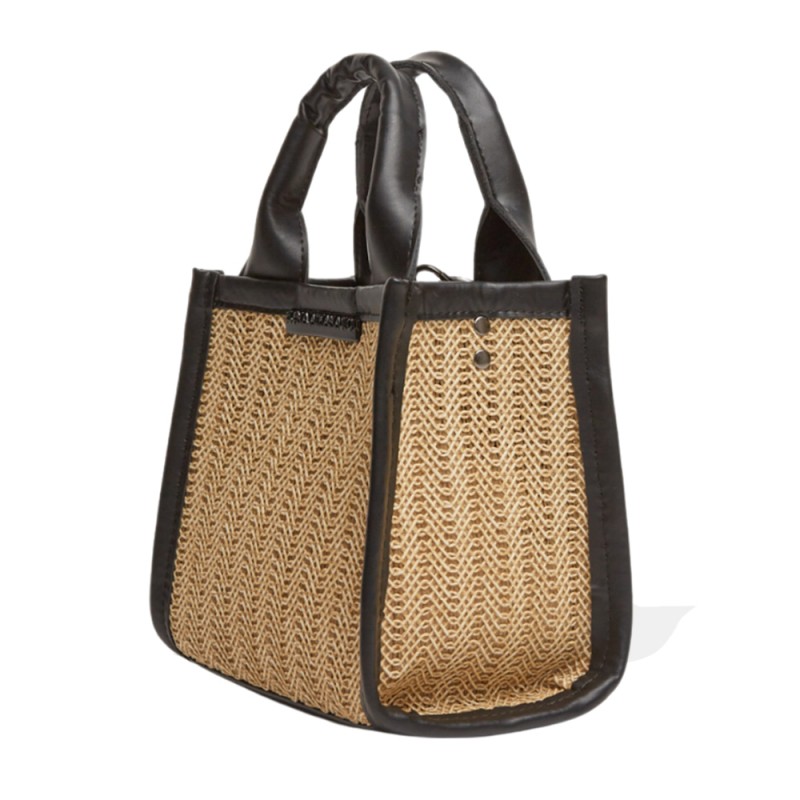 Elena Athanasiou Natural Straw Mini Tote Bag (EA-141 Beige)